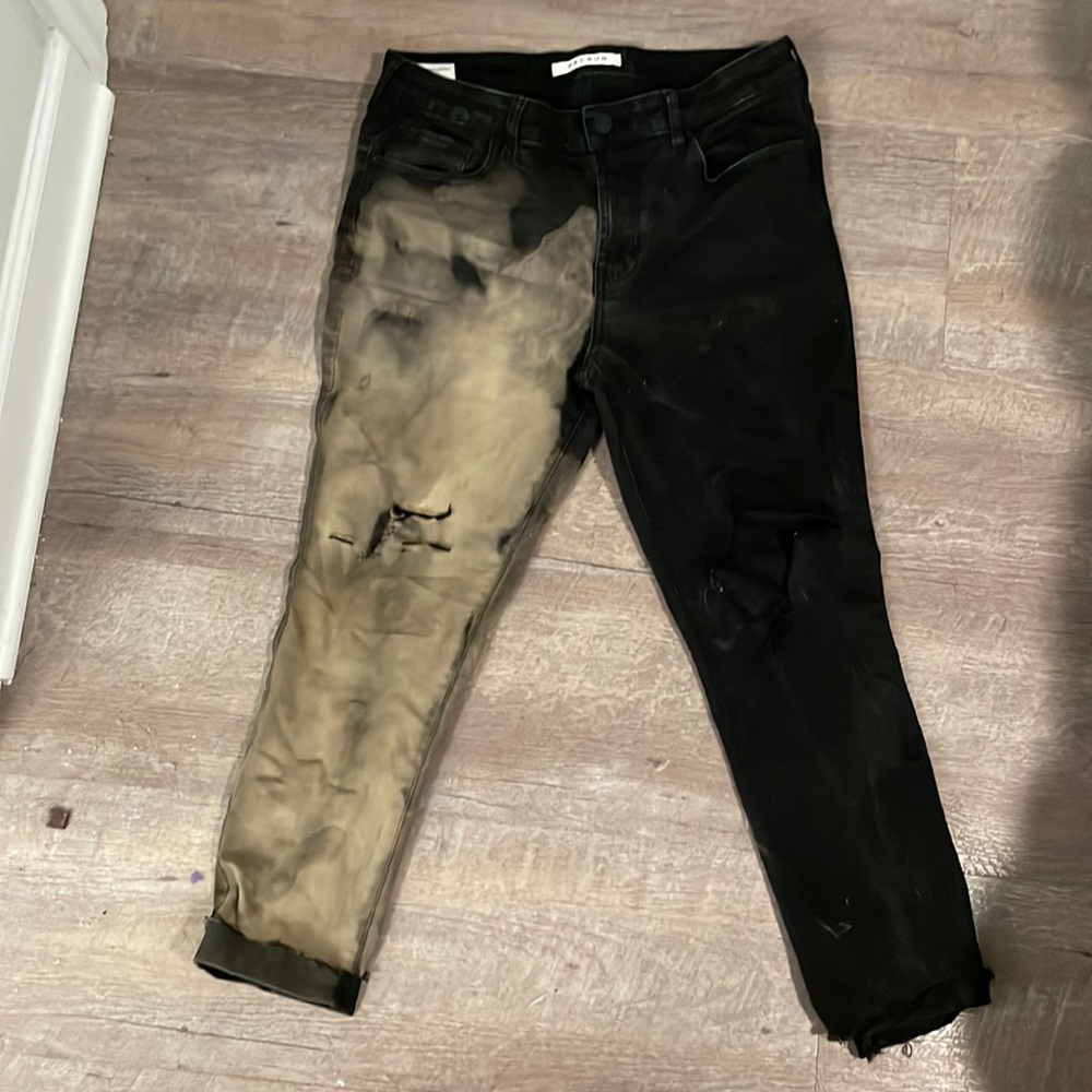 Custom TWO TONE bleach wash skinny jeans